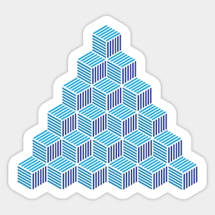 Cube Pattern Escher Blue Sticker